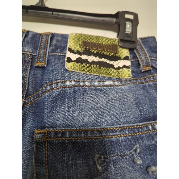 Just Cavali Ittierre Blue Distressed Denim Jeans Made in Italy Womens 28 42 - Picture 7 of 11